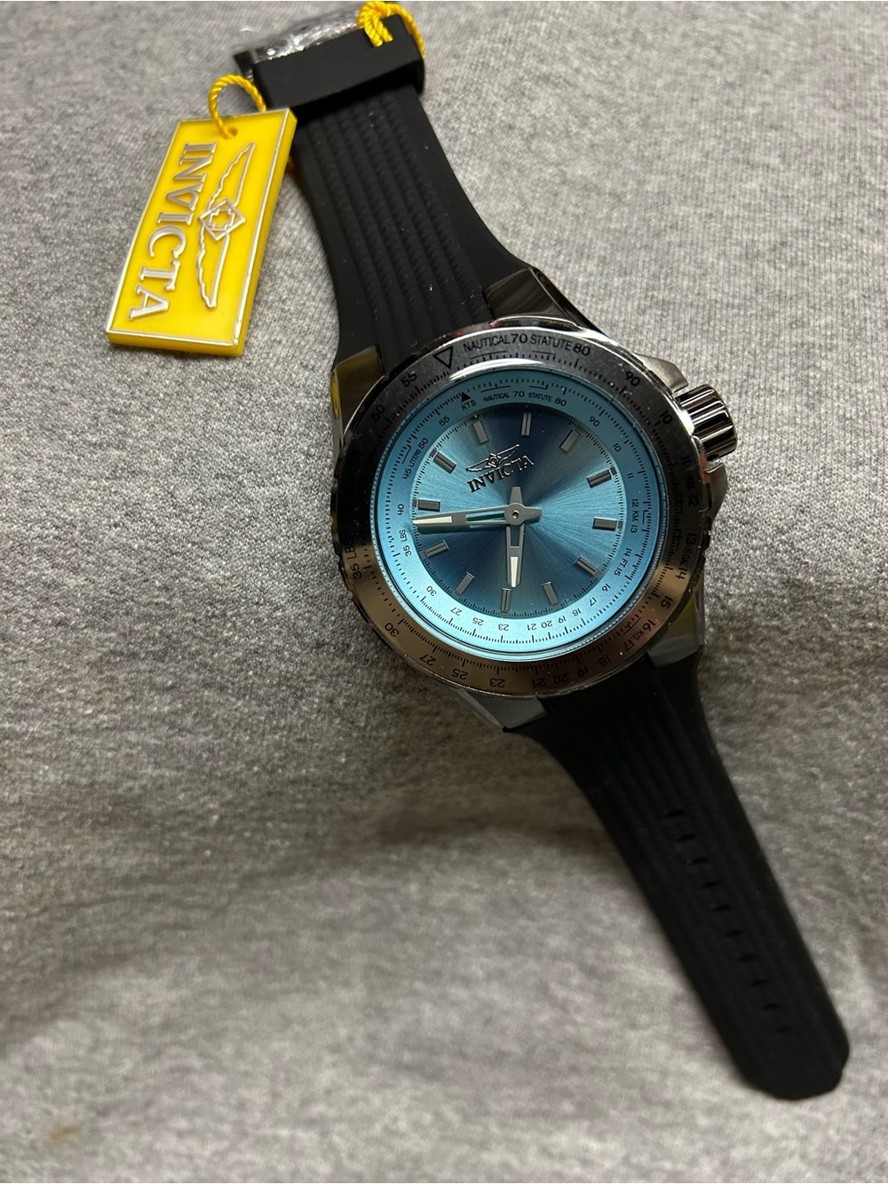 *NEW* Invicta Aviator 50575 Men's Watch 50mm Ice Blue Dial Black Silicone NIB - Picture 4 of 5